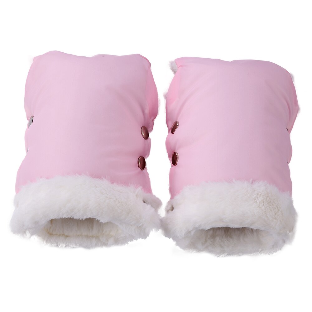 Winter Warm Stroller Gloves Waterproof Fleece Hand Muff Pram Accessories Mitten Winter Warm Gloves Pushchair Hand Muff: Pink