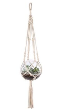 Maceta colgante Vintage de decoración, maceta tipo cesta colgante de yute, macramé para planta, colgador de cuerda trenzada, Cestas colgantes para artesanía: E 65CM