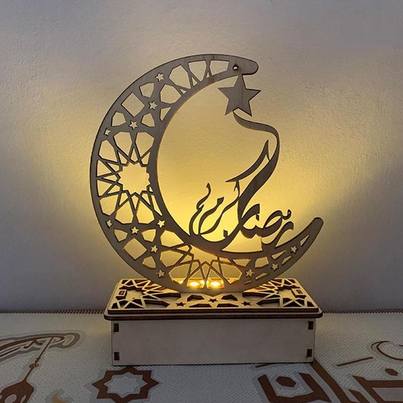 en bois lune bougie lumière Eid moubarak Ramadan décor maison ornement Plaque suspendus pendentif Islam musulman événement fête fournitures