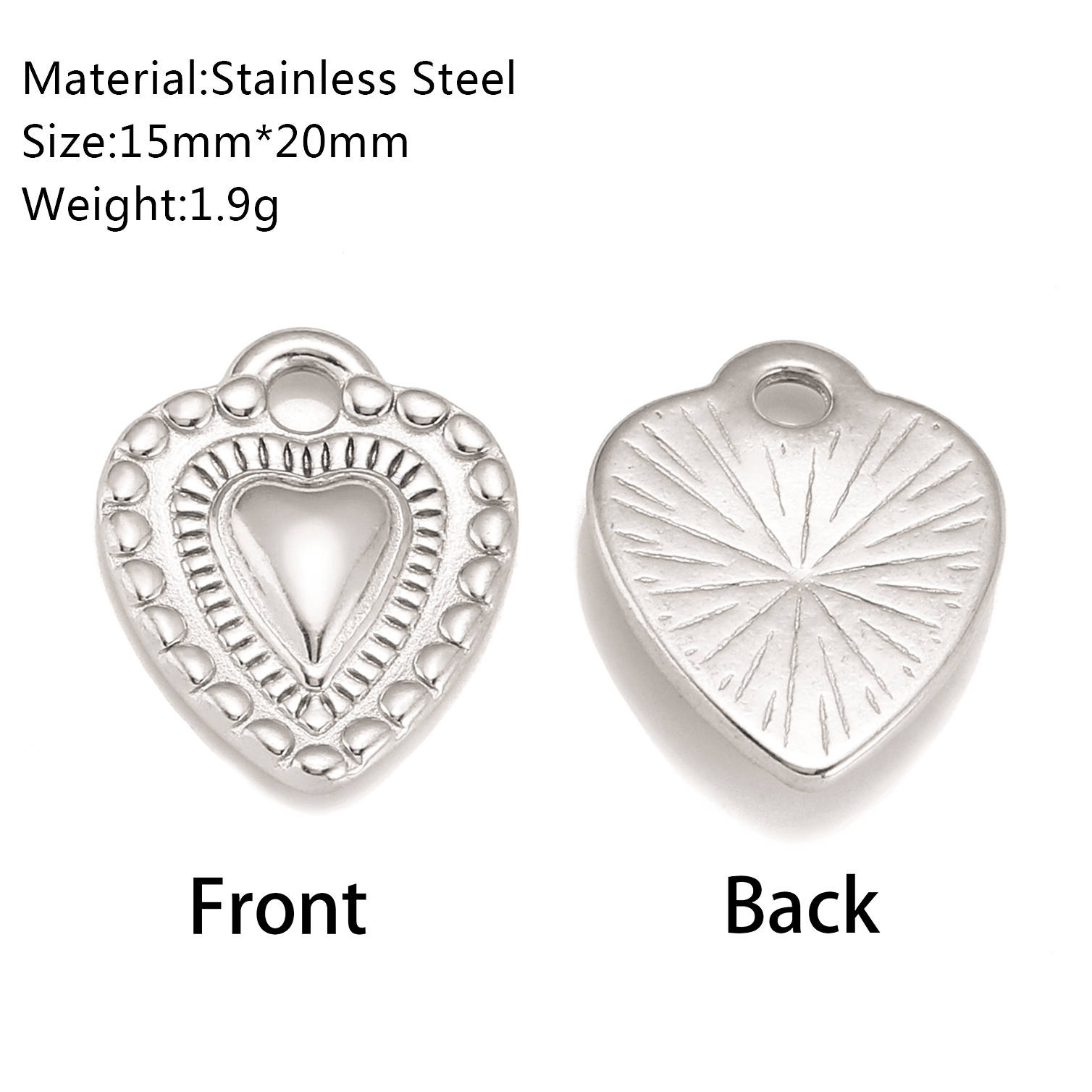 3 pezzi di ciondoli a forma di cuore/c lucchetto/trefoglio in acciaio inossidabile con simbolo della mano d'amore, non sbiadiscono, collana fai da te, braccialetto, creazione di gioielli: Marrone