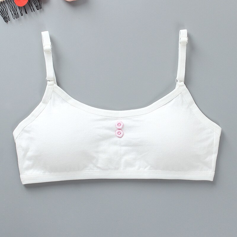 8-16 Years Cotton Girls Training Bra Adolescente Girl's Sport Bras Teen Girl Underwear Push Up Teens Bras With Chest Pad KF027: white
