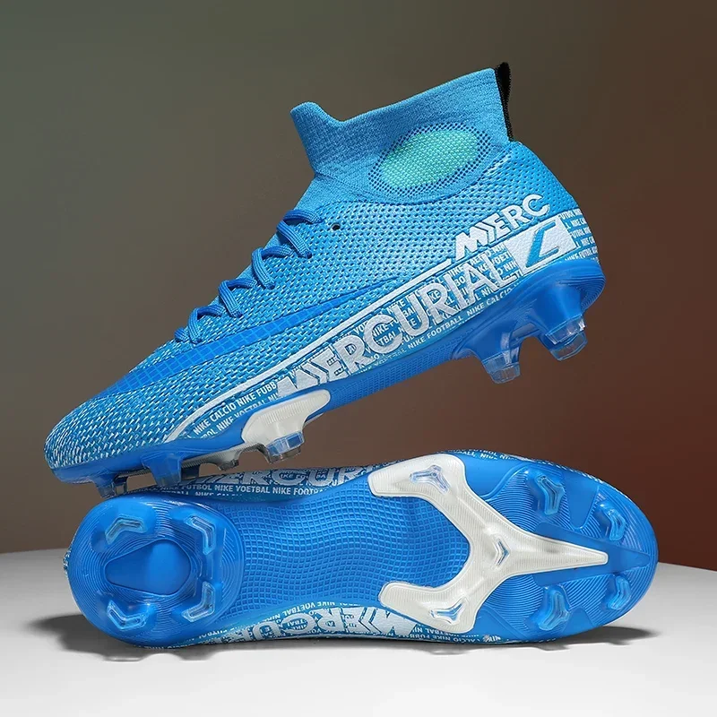Herr fotbollsskor ankelskydd pojkar fg fotbollsskor sneakers sportskor unisex matchskor bekväma: Himmelsblå / 34