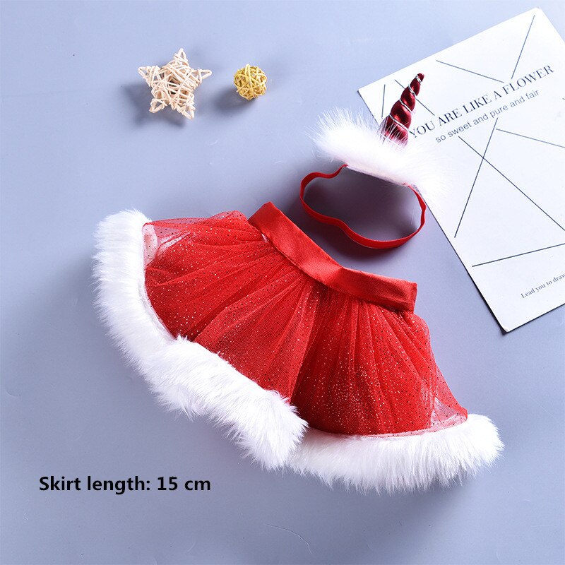 Ins Children&#39;s Cute princess Tutu Baby Christmas red TUTU skirt saints&#39; party Tulle Tutu with matching unicorn headband sk19012: S / 4T