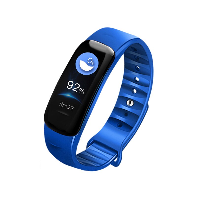 Reloj inteligente ultradelgado minimalista para hombre y mujer, pulsera totalmente táctil, rastreador de Fitness y presión arterial,: Azul