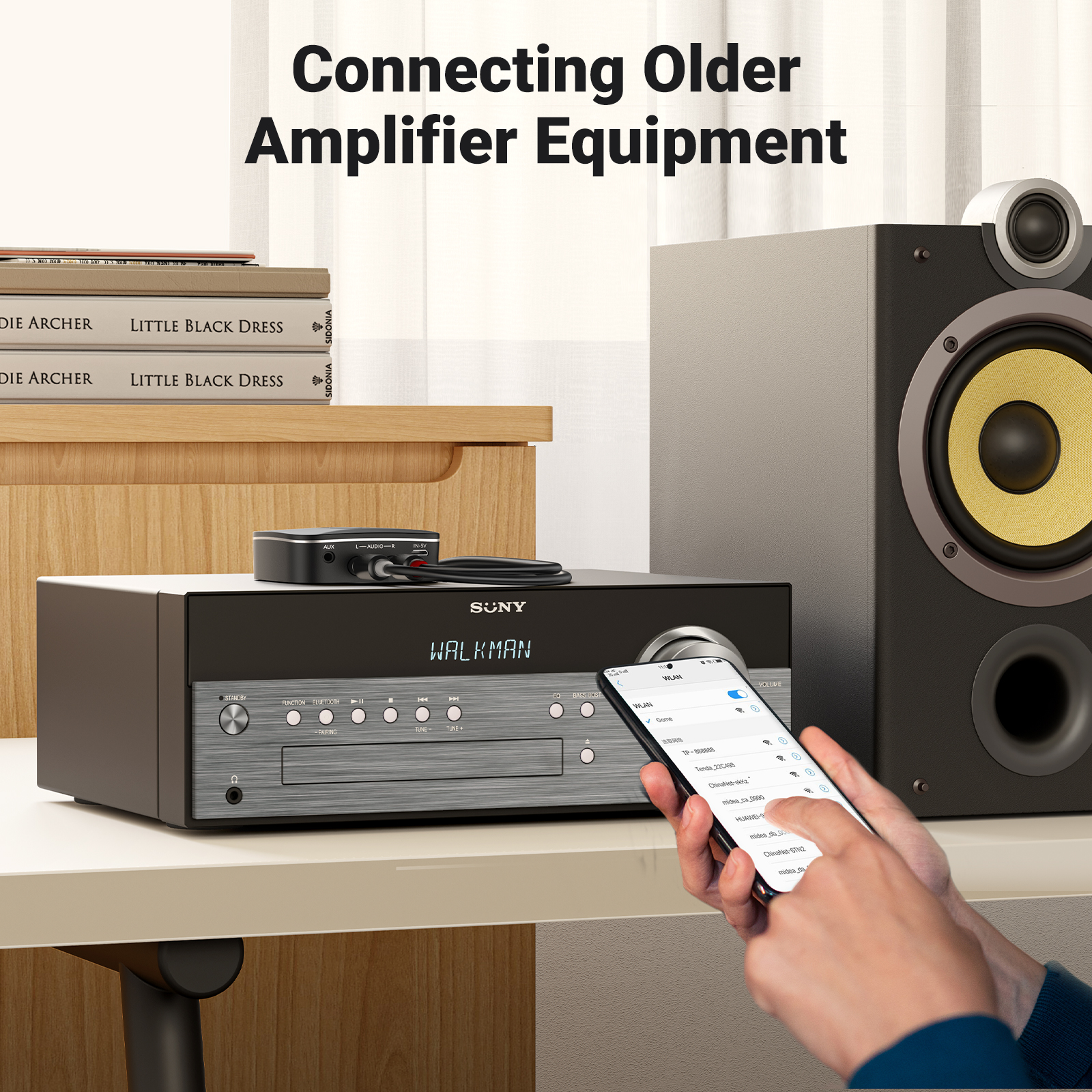 Adaptador receptor bluetooth aux para sistema estéreo doméstico, adaptador bluetooth rac de alta fidelidade 3.5mm para receptor estéreo antigo