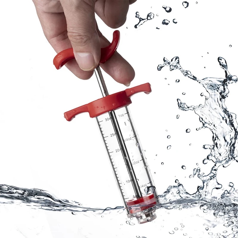 Vlees Injector Spuit Met 3 Marinade Injector Naalden voor BBQ Grill Turkije Injector Kit Marinade Smaak Injector