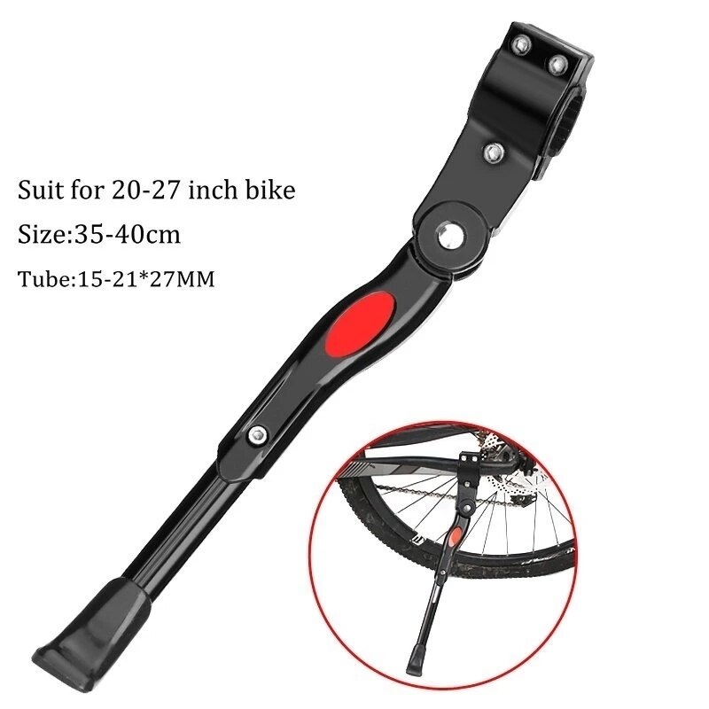 24'~26' Adjustable Bicycle Kickstand Aluminum Bike Side Holder Stand Parking Leg for Giant Mountain Bike Road Bicycle Part: B Black