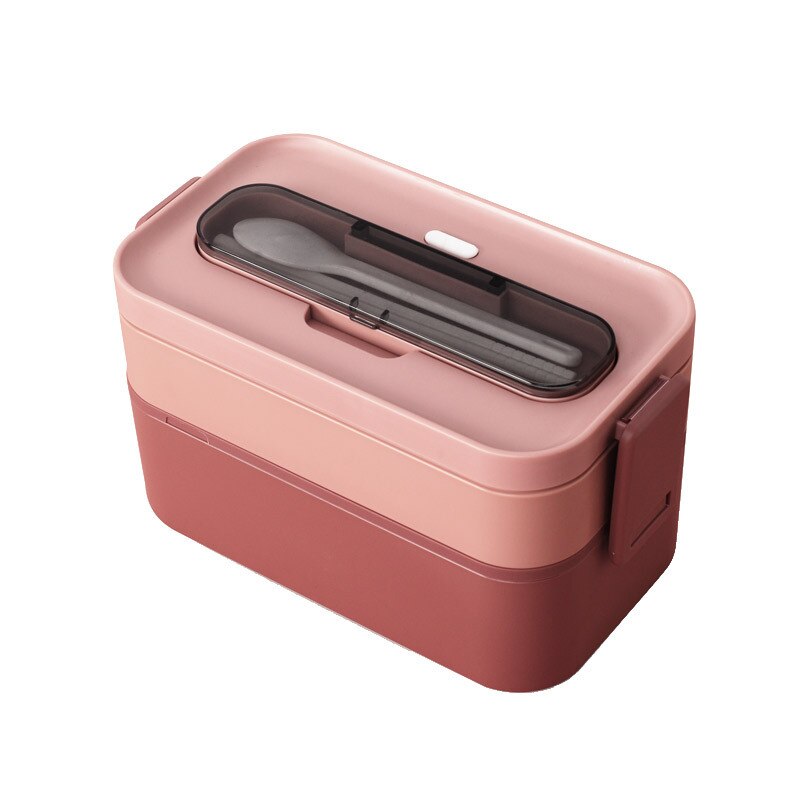 Lunch Box Portable Bento Box for Student Office Worker Multi-layer Microwave Heating Lunch Container Kids Box: red double layer