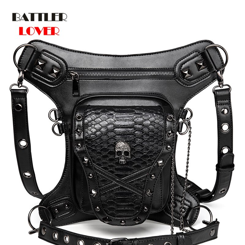 Punk Motorrad Handtasche Mit Nieten - Y2K Crossbody Bag Schwarz