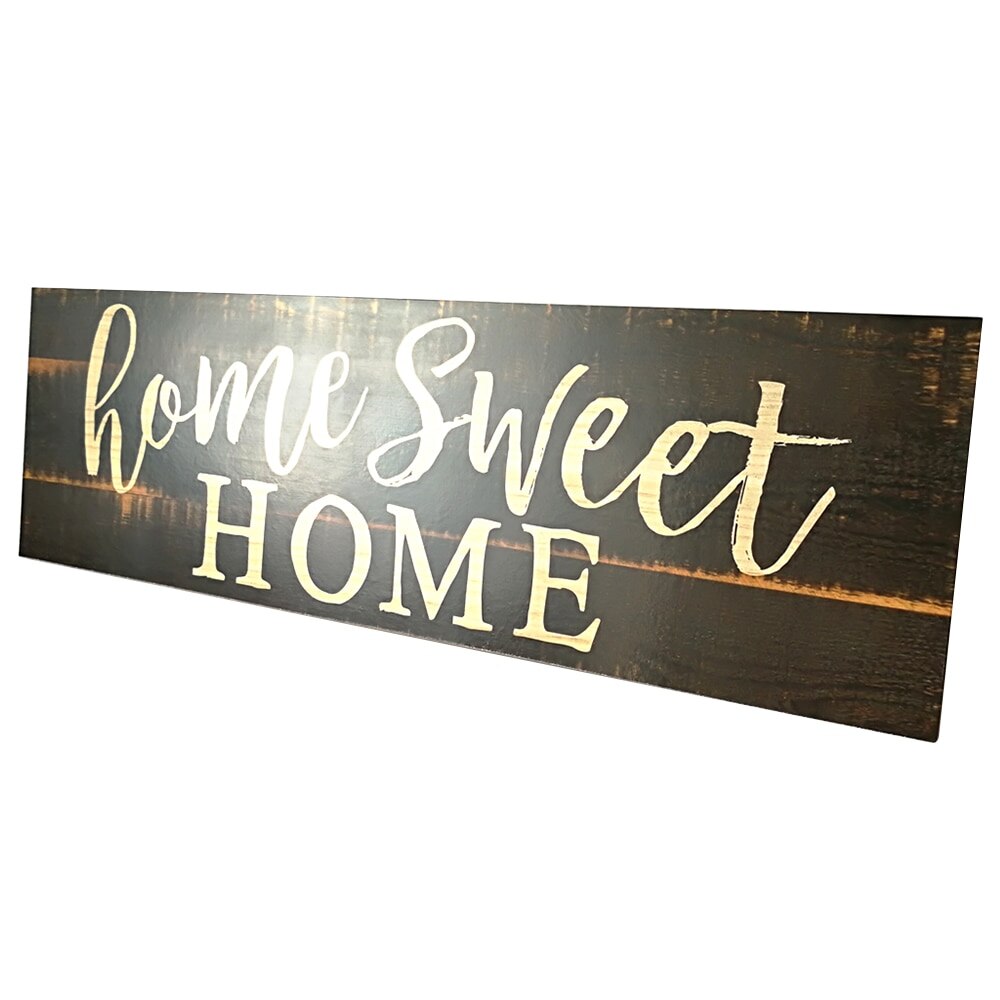 Hem sweet home script stor rustik trä skylt nödställda solid plakett vintage skylt vägg heminredning