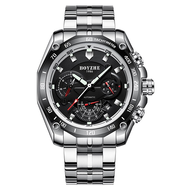 Boyzhe Top Luxe Modemerk Automatische Mechanische Horloge Mannen Roestvrij Staal Horloges Relogio Masculino Mannen Sport Horloges: Type 3