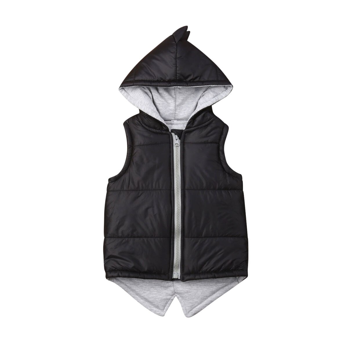 0-5Y infantile enfants bébé fille garçon dinosaure gilet vers le bas à capuche veste à glissière gilet manteau hiver épais vêtements d'extérieur chauds plus récent: Black / 4-5T