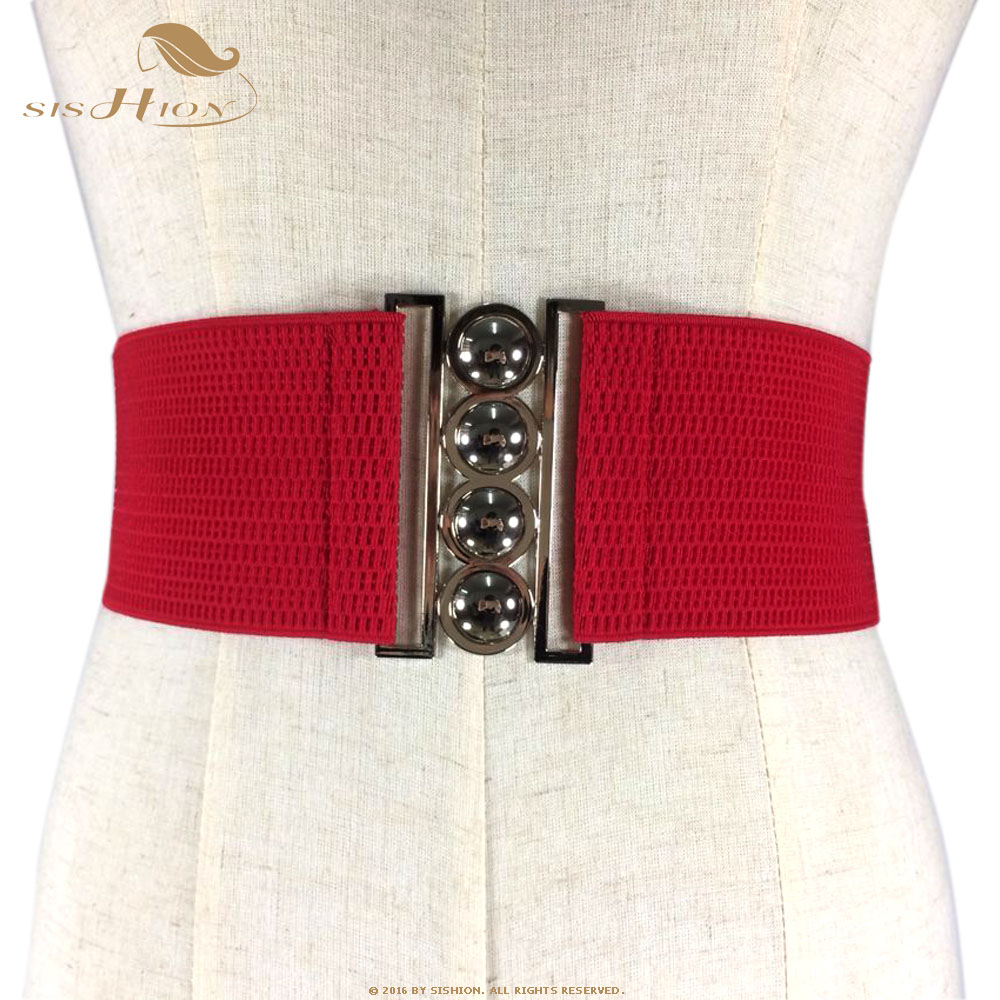 SISHION Mode Vrouwen Riem Elegante Wit Rood Zwart Brede Tailleband Corset Vintage Stretch Elastische Vrouwelijke Riem VB0004