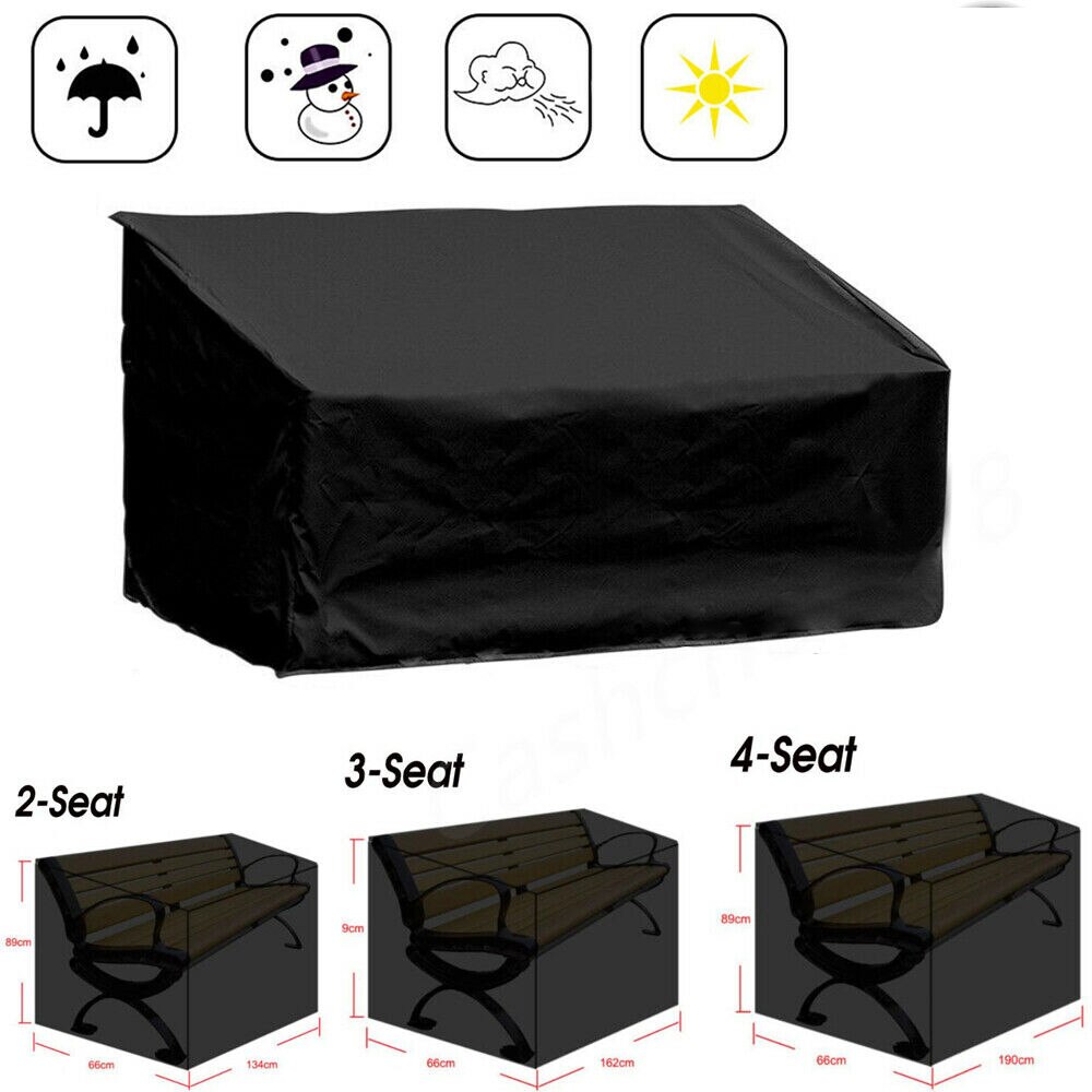 Multiple Specifications Available Garden Bench Dustproof Cover Waterproof Breathable Outdoor Bench Black Seat Cover