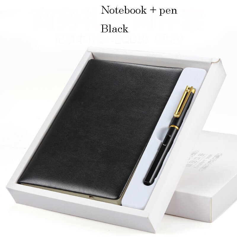 Luxurious Office Notebook Set Upscale Business Notebook Business Pen Set With Box For Office Meeting: Black