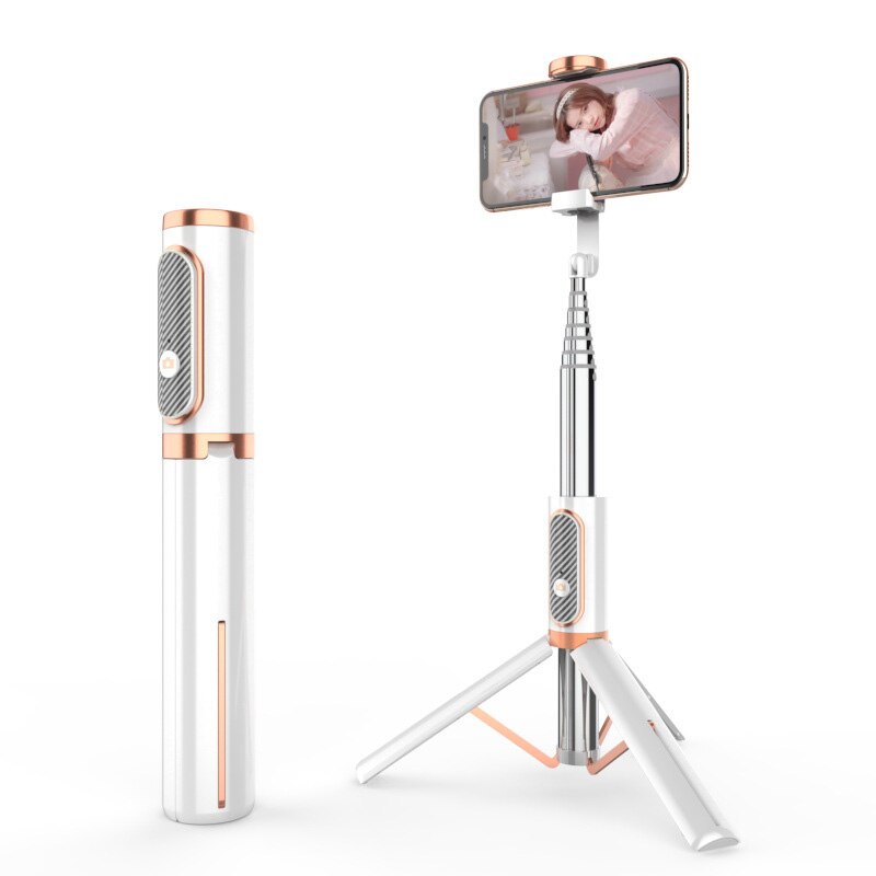 mini Bluetooth samowyzwalacz kij pojedynczy noga statyw zintegrowany odpinany statyw IPhone android samowyzwalacz kij Selfie Monopod: biały