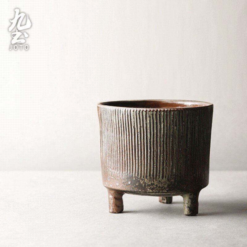 American industrial antique bronze metal flower pot planter: Retro Green Trumpet