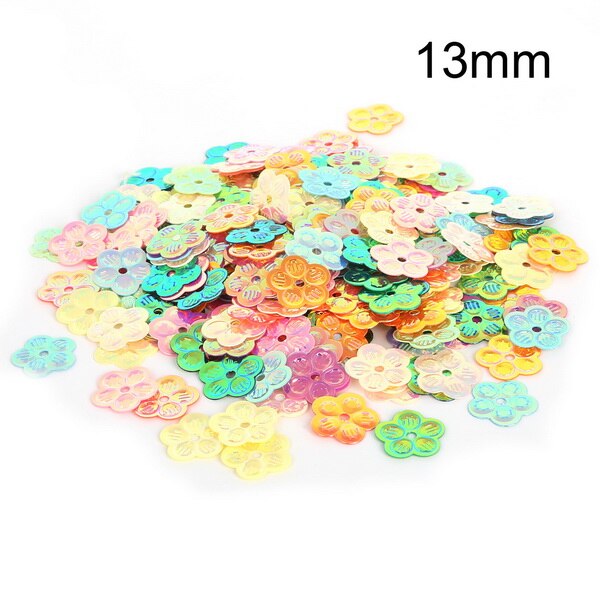 20g/- pack met 4/6/8/10mm bloemenpailletten voor knutselen, handwerken en naaien, decoratie, pvc-pailletten, fittingen, doe-het-zelfkledingaccessoires: Ca. 450 stuks