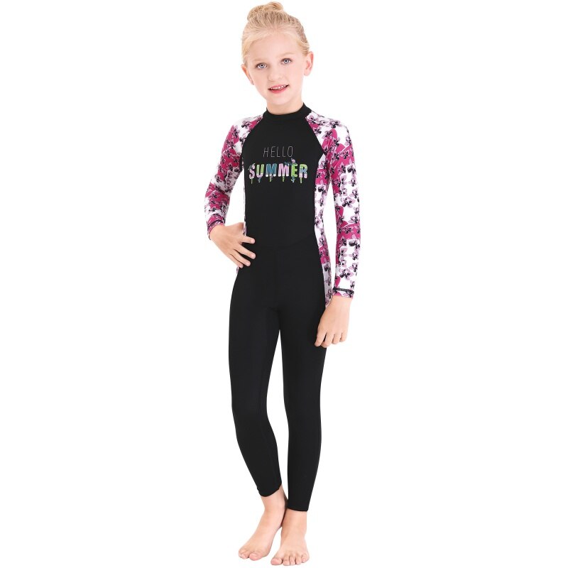 Enfants filles garçons combinaison de plongée Anti-preuve combinaison enfants garder au une-pièce manches longues maillot de bain 1: Black / XL