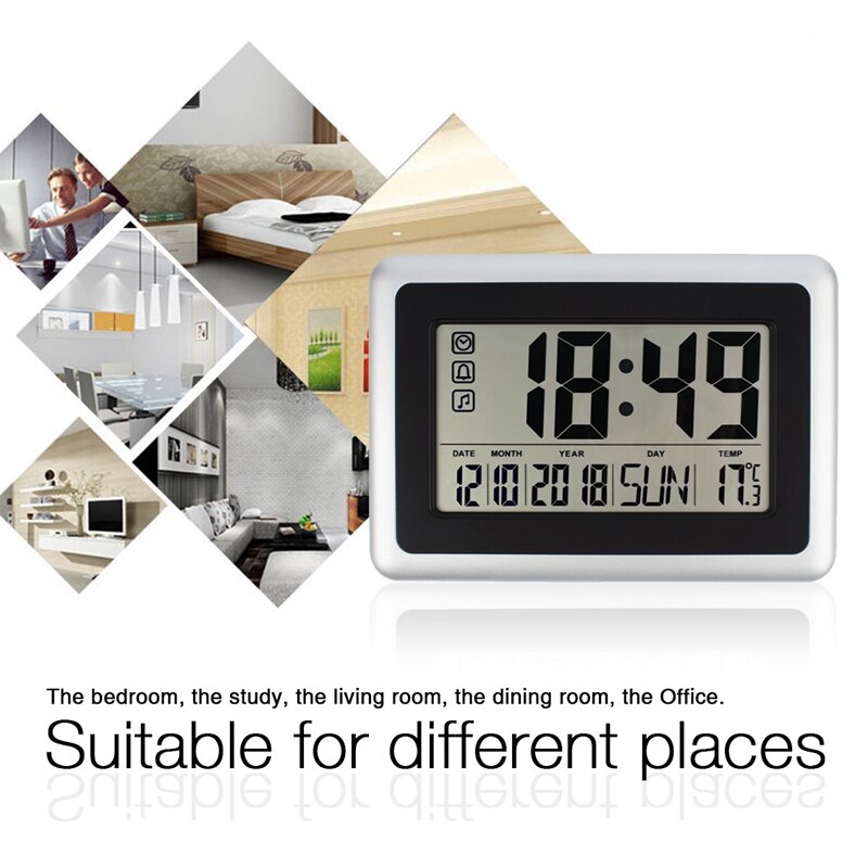 Large Display Digital Wall Clock,Silent Desk Shelf Clocks Battery Operated Easy To Read Nightstand Alarm Clock With No Night L