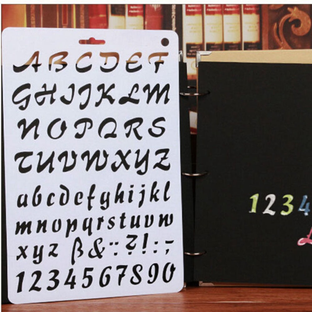 Alfabeto plantillas para letras plástico fino Número de letra pintura arte manualidad para juguetes de dibujo de bebé