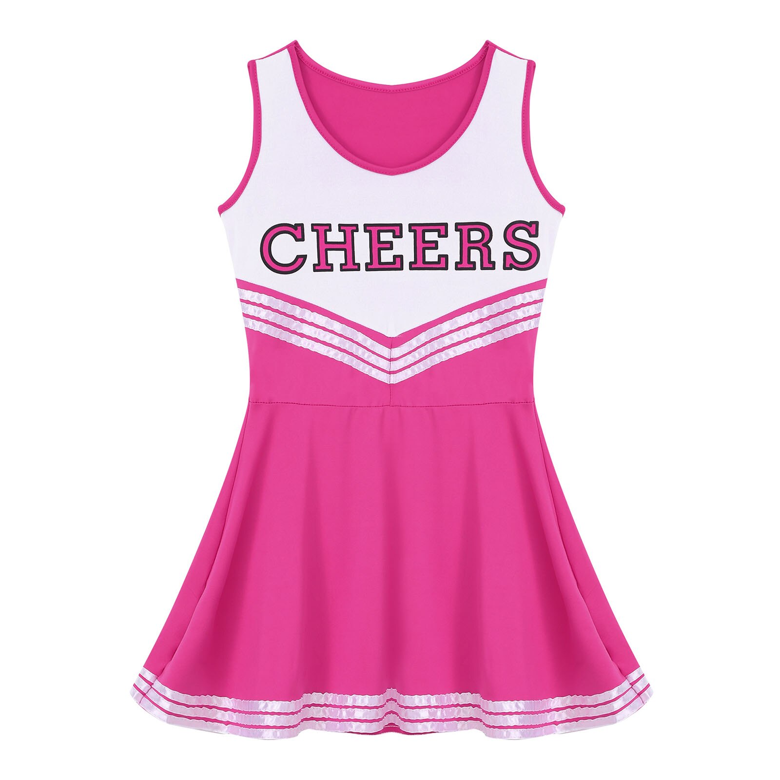 Sexy Vrouwen Cheerleading Uniform School Meisjes Mini Jurk Cheerleader Kostuums Clubwear Ronde Hals Mouwloze Sporting Party Dress