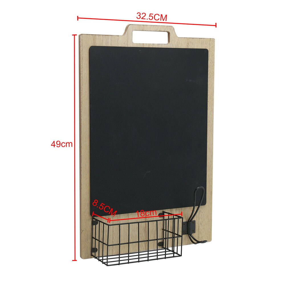 Wall Mounted Whitewashed Wood Chalkboard & Cork Board Rack with Mail Sorter & Key Hooks Retro Memo Reminder message board