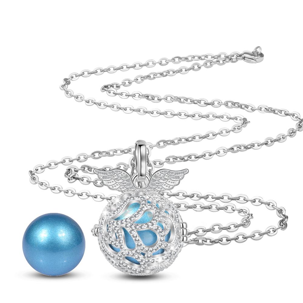 Angel caller 18mm Wing Harmony Bola Ball Crystal Ball CZ Cage Pendant long Necklace DIY Chime Ball For Pregnant woman baby K380: A36