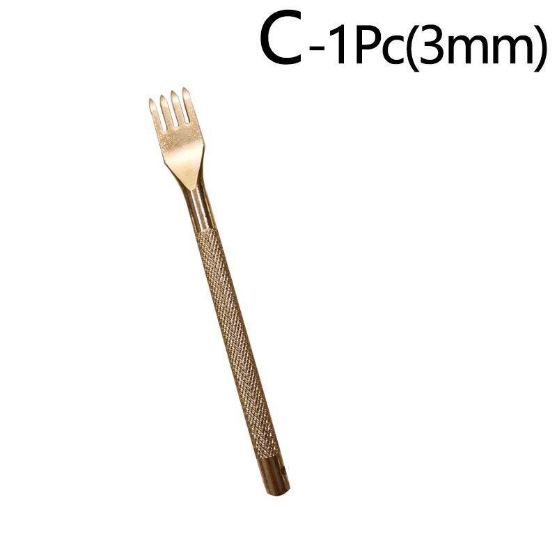 1Pcs 3Mm 4Mm 1/2/4/6 Gouden Kleur Prong Inch Beitel Leer Hobbygereedschappen Hole punch Vetersluiting Stiksels Perforeren Leer Perforator: C
