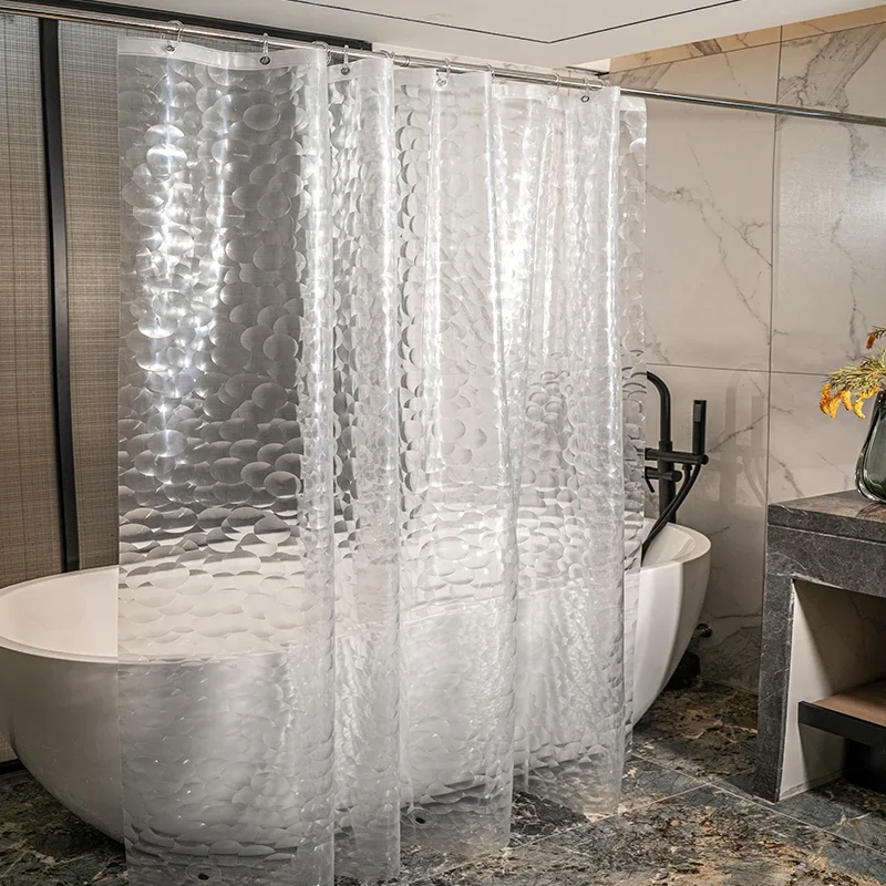 Dicker peva klarer Dusch vorhang mit 12 Haken wasserdichte Badewanne Badever deckung schimmel resistenter moderner Badewannen-Trenn vorhang zier: Regelmäßig / Licht Grau