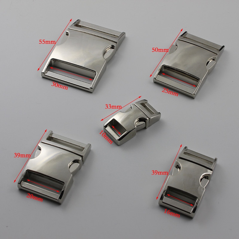 1 Stks/pak 10Mm 15Mm 20Mm 25Mm Metal Side Release Gebogen Buckles Voor Paracord Armband Hond kat Kraag Gespen Diy Accessoires