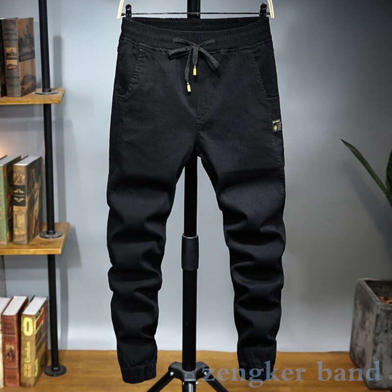 Fjederjeans med elastik i taljen til mænd og #39 ;s store størrelse løse haremsbukser tidevand oversized elastik slim cropped ankellange bukser 6xl 5xl 4xl