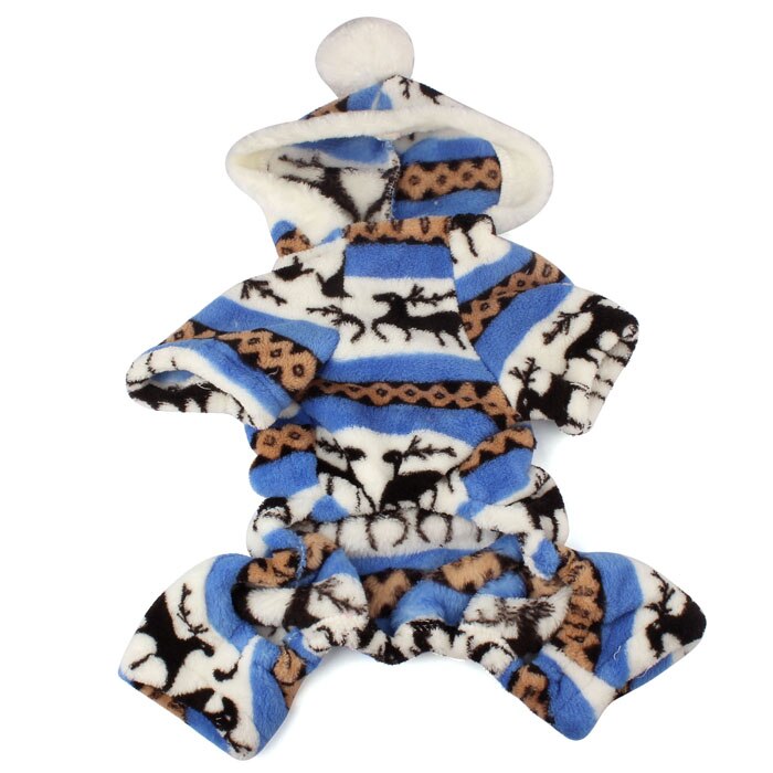 1 Pza ropa de perro mascota cálido Mono para cachorro con capucha abrigo para perros ropa de invierno cálido copo de nieve suave lana Chihuahua perros ropa: Blue / M