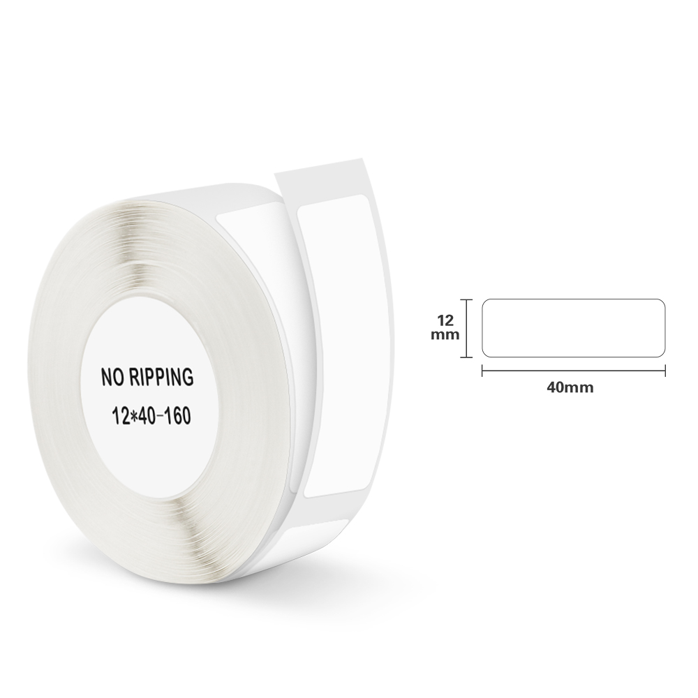 6 Pure Colors NIIMBOT D11 Label Printer Sticker D11 Label Paper Yellow White Label Tape D11 D110 Printer Ribbon 160pcs 12*40mm: White