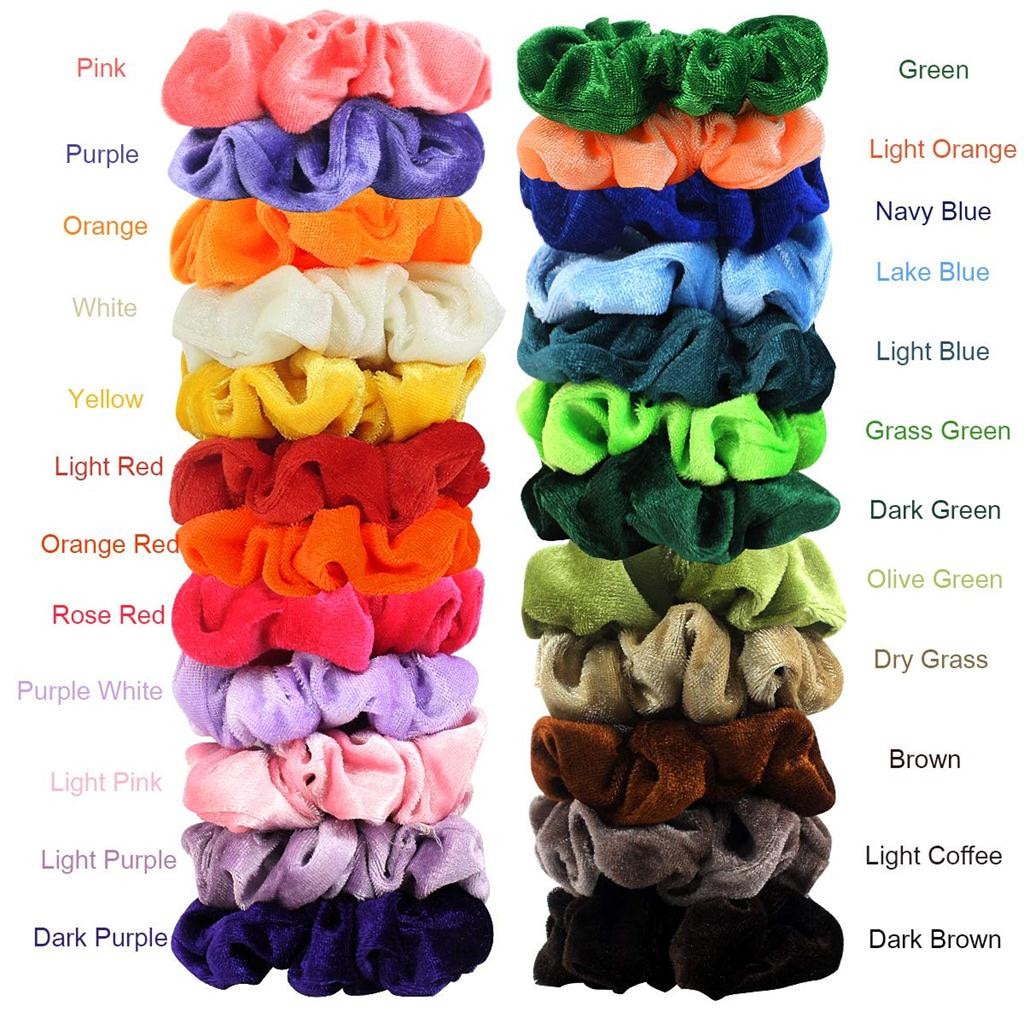Scrunchies del pelo de terciopelo 24 uds de terciopelo de pelo lazos elásticos motas de cabello colorido bandas de pelo de cola de caballo de material de terciopelo