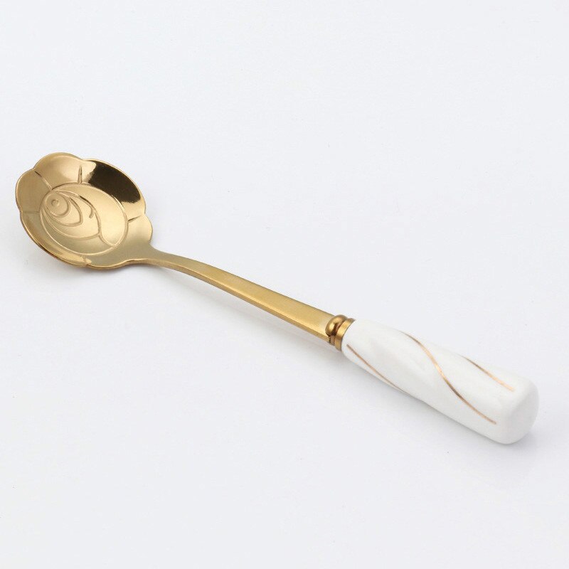 Cuillère à café cuillère à thé, fleurs en acier inoxydable, petite cuillère à thé à café, sucre fantaisie, cuillère à thé pour Dessert 1 pièce: 7