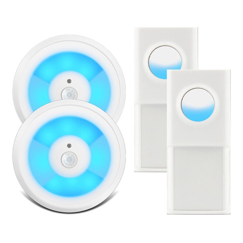 USB Powered IP55 Waterproof Wireless Smart Doorbell Door Bell Ring Chime Call 433MHZ LED Night Light Home Plug-Free For Home: W2 button 2 receiver