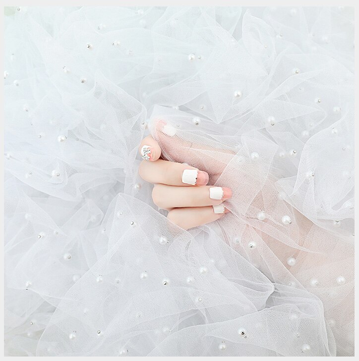 Nail Foto &#39;S Schieten Props Gaas Met Parel Fotografie Achtergrond Tulle Items Fotografia Achtergronden Decoratie Materialen: 750x750mm / White beads