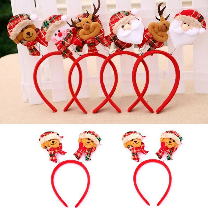 faroot Cartoon Christmas Headband Santa Clus Elk Bear Year Hair Clasp for Children Women Headwear Hairbands Xmas