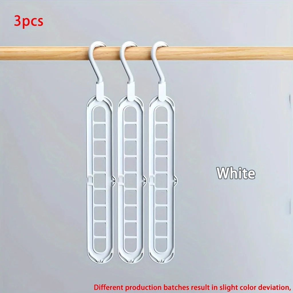3 uds., perchas plegables de plástico de 9 agujeros, perchas organizadoras de ropa resistentes que ahorran espacio, para habitación, armario, hogar y Dor: Gris claro
