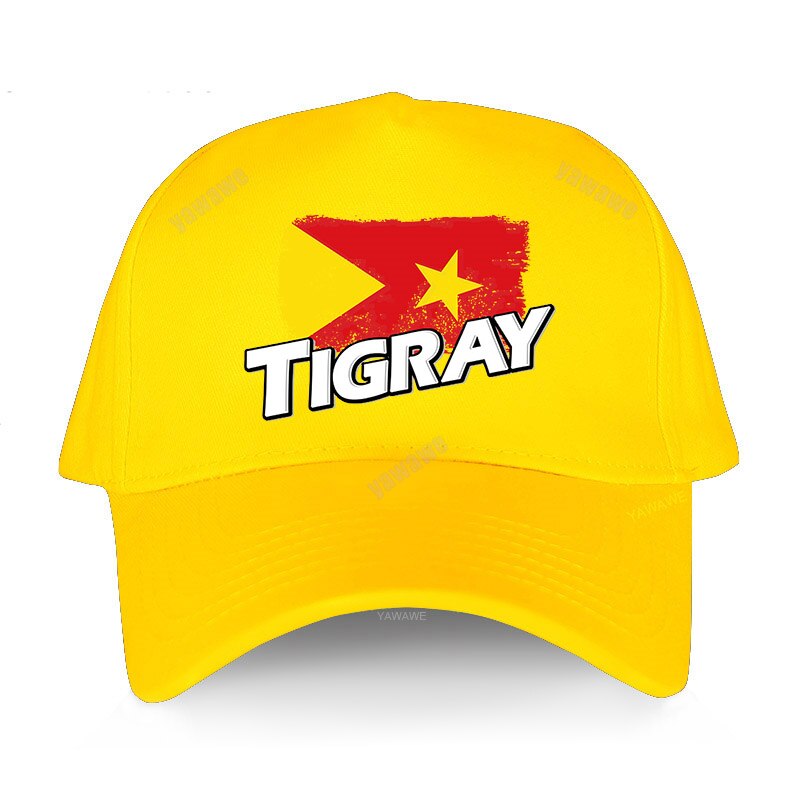 Tigray Region Flag Baseball Cap Hat Mens Black Sun Hip Hop Casual Boys Women Casquette Fish Outdoor Spring Bonnet: yellow