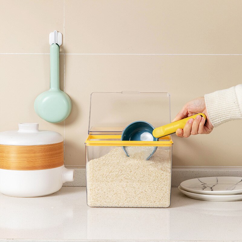 Kitchen Rice Scoop Home Rice Shove Plastic Spoon Rice Measuring Cup Flour Spoon With Clip Home Spoon Utensils Cooking Accessorie