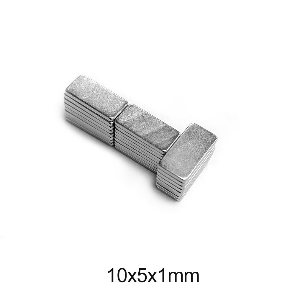 20 ~ 1000 Stuks 10X5X1 Zeldzame Aarde Magneet Sterke N35 Dunne Kleine Blok Magneten 10X5X1Mm Rechthoekige Permanente Neodymium Magneet 10*5*1