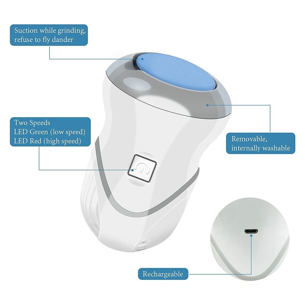 Grattoir à talons Rechargeable pour les pieds, dissolvant électrique de callosités, peau morte, 2 vitesses, 3 têtes de ponçage