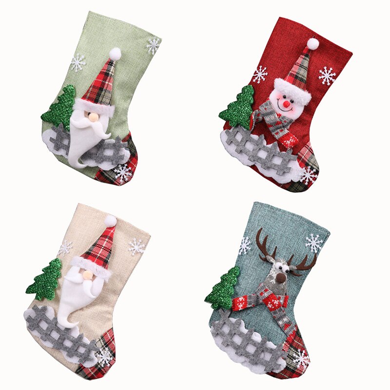 Dulce árbol de Navidad Calcetines rojo verde ligero bolsa chimenea árbol decorativo lindo adorable bolsa de