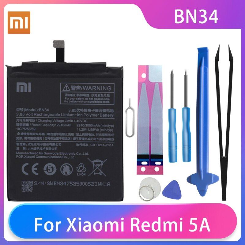 Original XiaoMi Phone Battery For Mi A3 CC9 Mi 5 6 8 9 8/9SE 8/9Lite Mi Max 1 2 3 Redmi 3 3S 4a 5a 6a 7a 8a 9a Batteries: For Redmi 5A