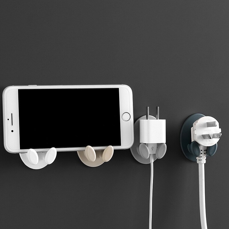2pcs Hook Plug Strong Stick Hook Plug Finishing Nail-Free Stick Hook Oval Socket Hook Power Cord Storage Rack