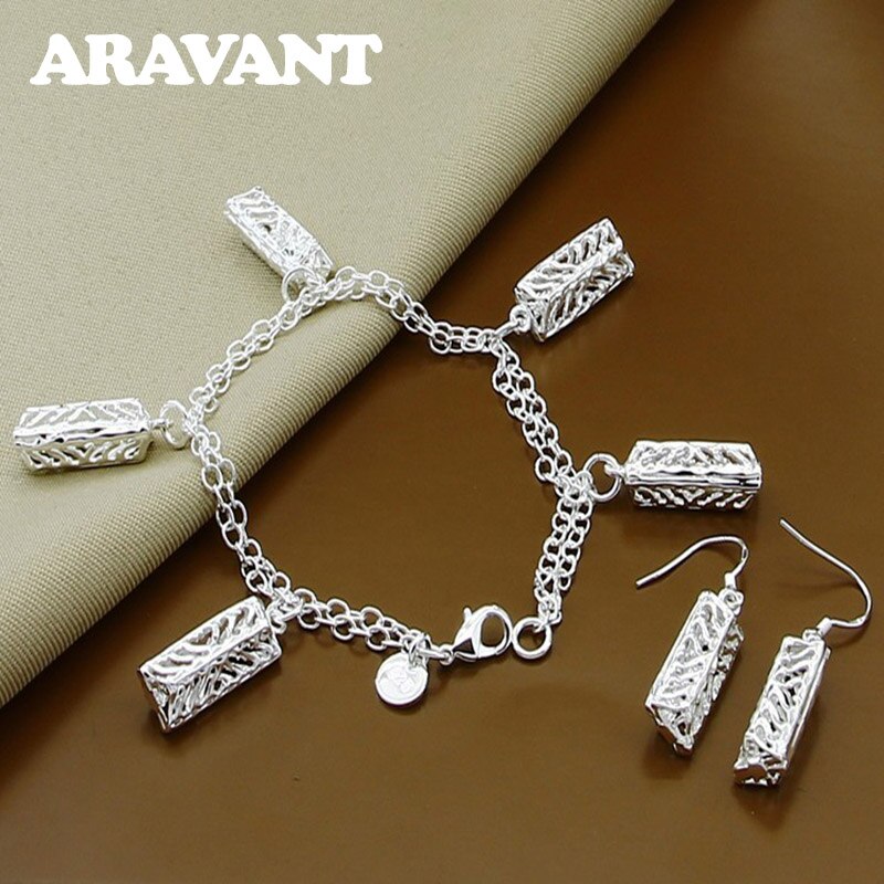 925 Zilveren Bruiloft Sieraden Set Hangers Armbanden Oorbellen Dames Mode-sieraden
