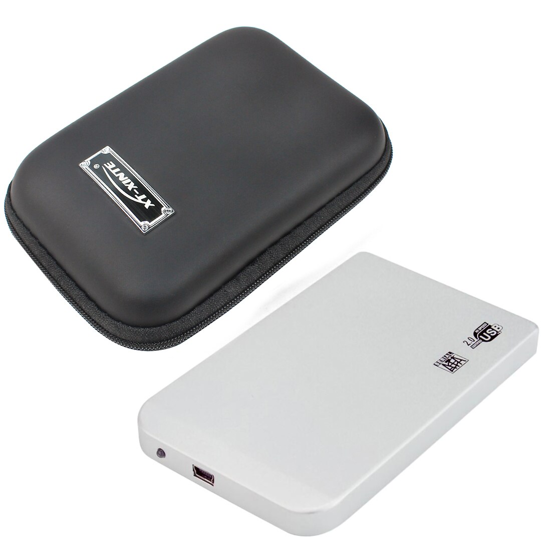 Aluminum SATA to Mini USB 2.0 HDD Case 2.5&quot; Hard Disk Drive Portable External Enclosure Case w SSD Organizer Storage Support 2TB: White