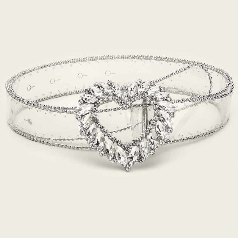 1PC femmes Transparent ceinture clair rond carré coeur broche boucle large taille bandes dames ceinture Punk taille ceinture: Yd744